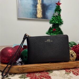 Coach Black Leather Wristlet